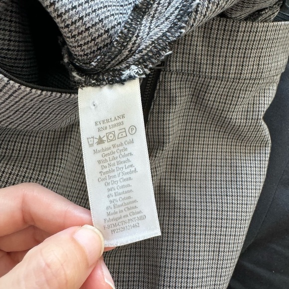 Everlane 0 Bundle 3 Side Zip Stretch Cotton Pants Navy Black Gray Houndstooth - Picture 11 of 11